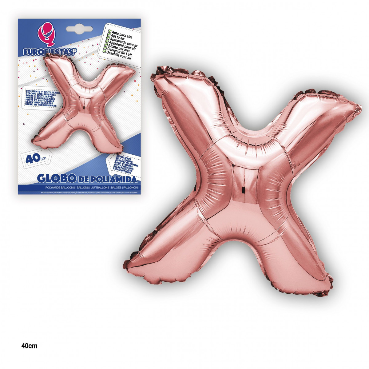 Globo poliamida ouro rosa 40cm x