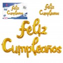 Conjunto de balões de poliamida feliz aniversário minúscula ouro