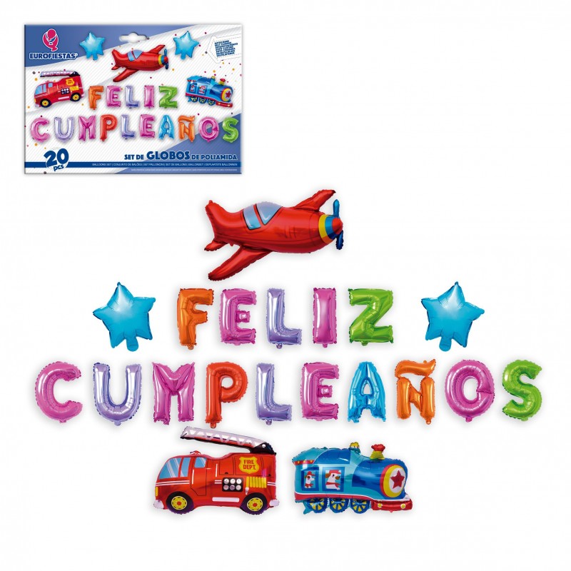 Conjunto de balões de poliamida veículos de feliz aniversário