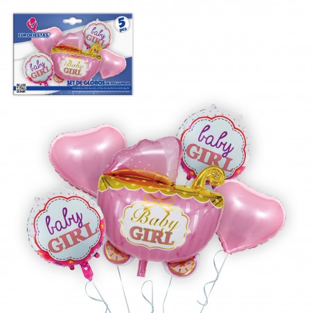 Conjunto de balões de poliamida menina carrinho