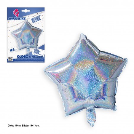 Balão de poliamida estrela holográfica de 45 cm
