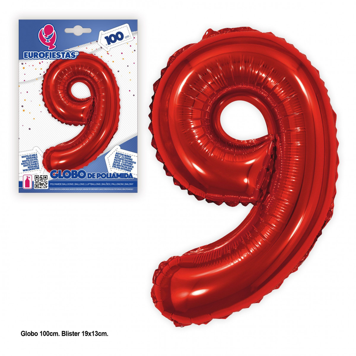 Balão de poliamida vermelha de 1 m 9