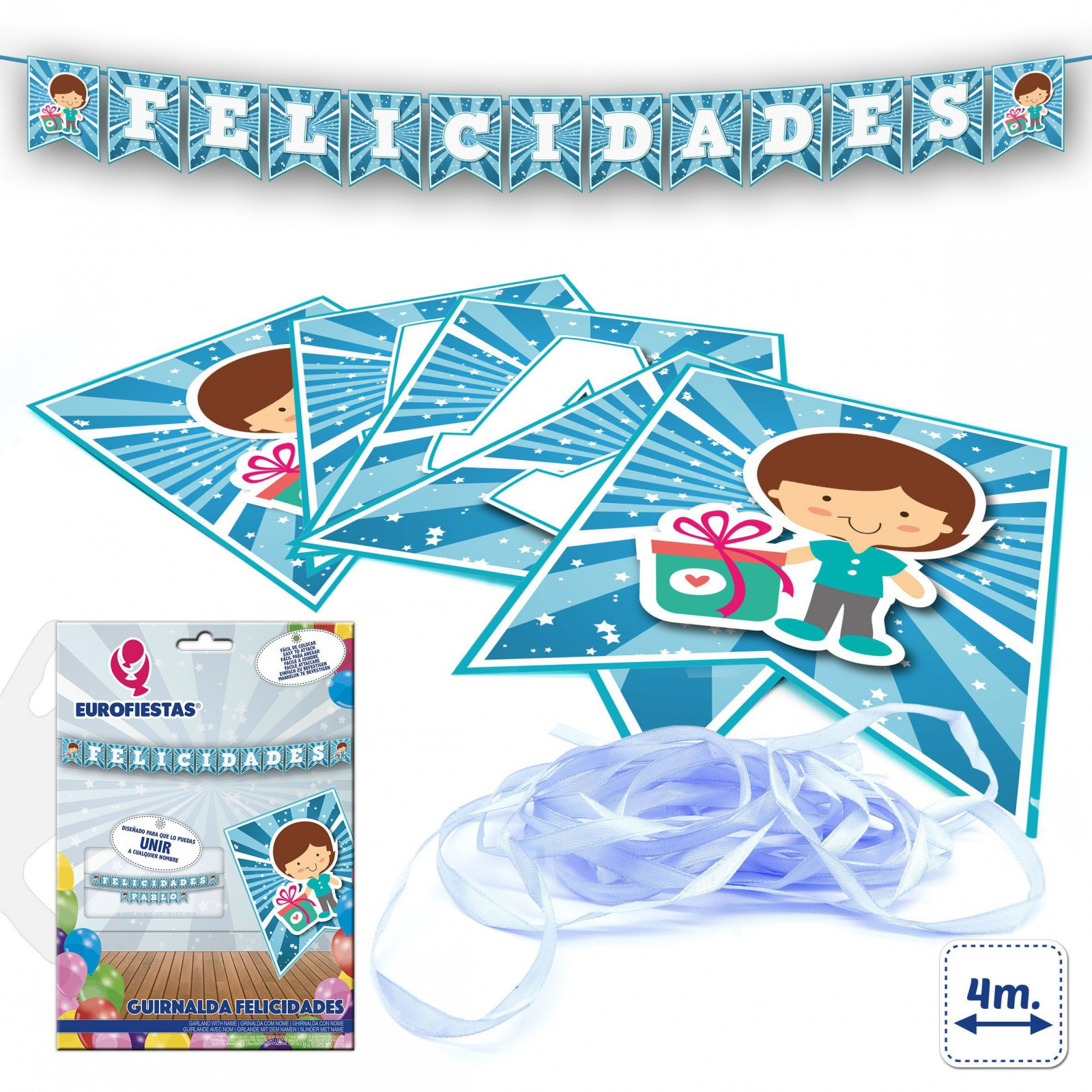 Guirlanda felicidades azul