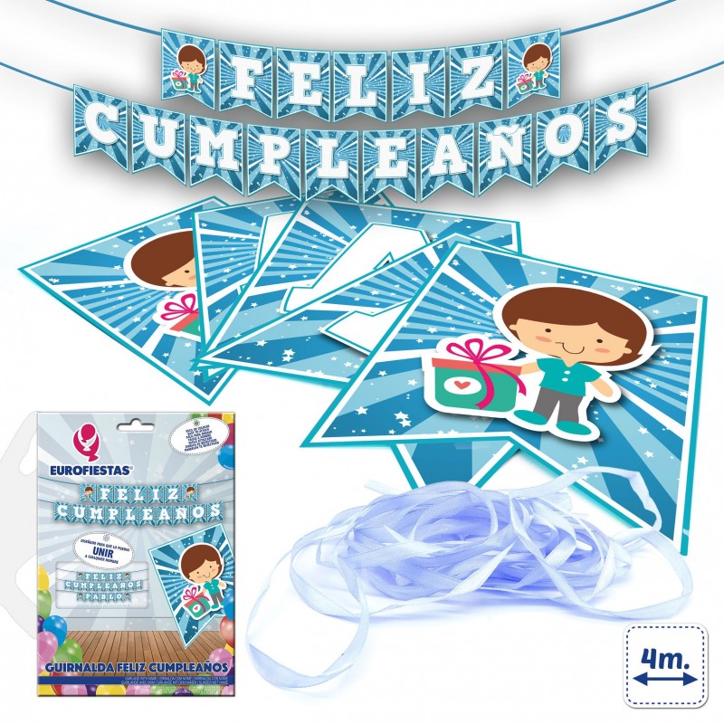 Guirlanda feliz aniversário azul