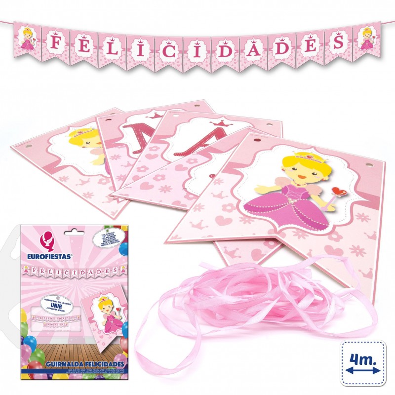 Guirlanda felicidades rosa