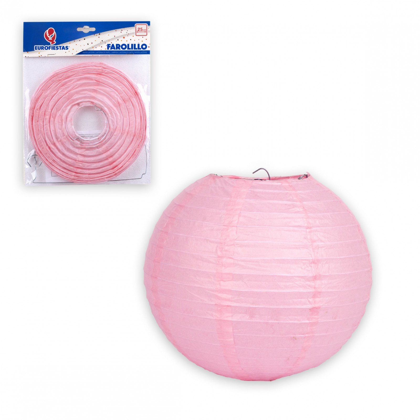 Lanterna redonda 25cm rosa