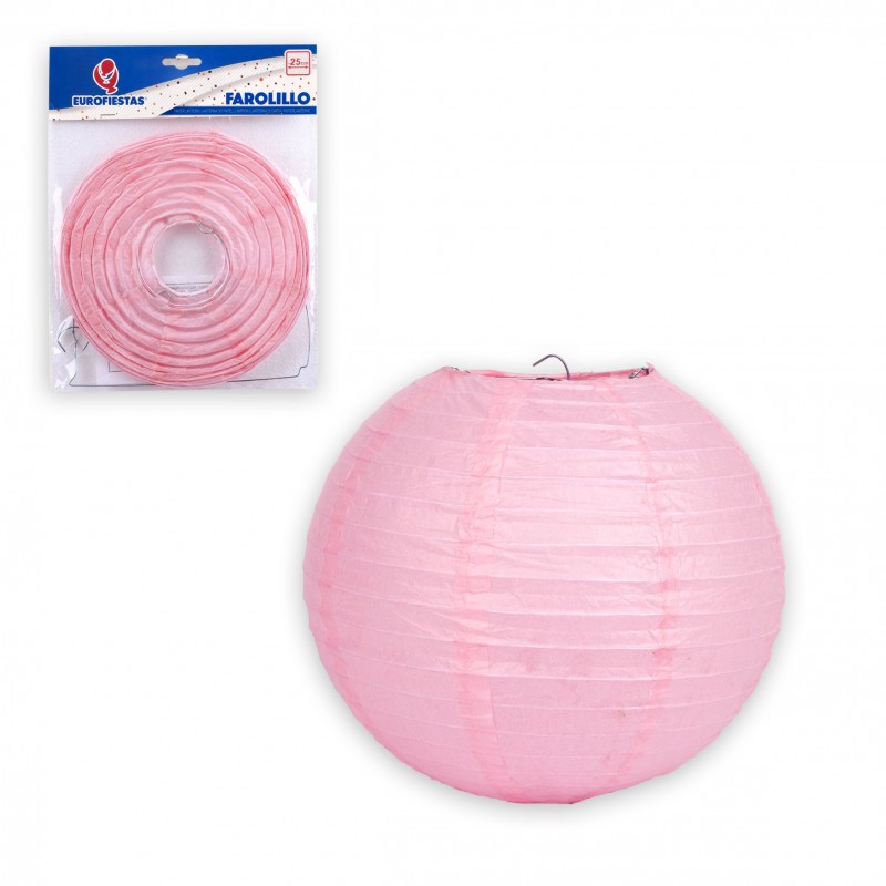 Lanterna redonda 25cm rosa