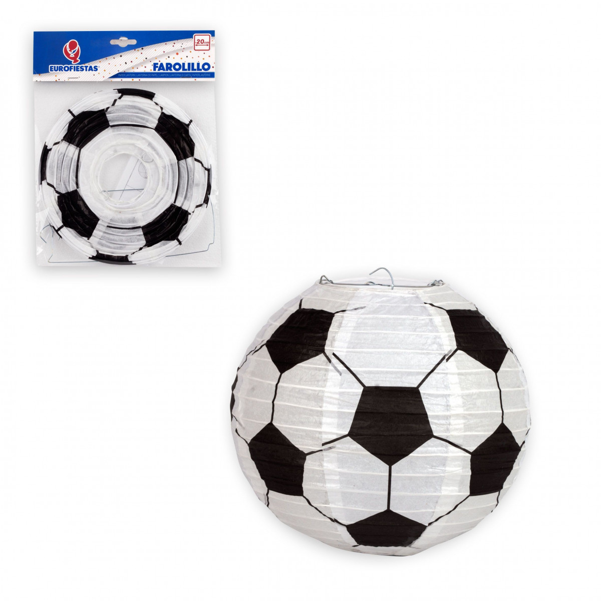 Lanterna de papel redonda 20cm futebol