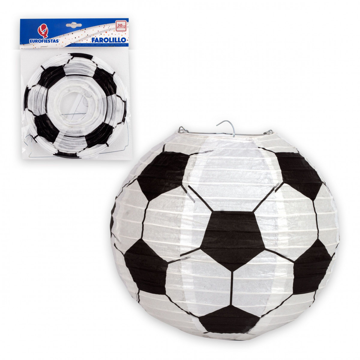 Lanterna de papel de 30 cm com design de futebol