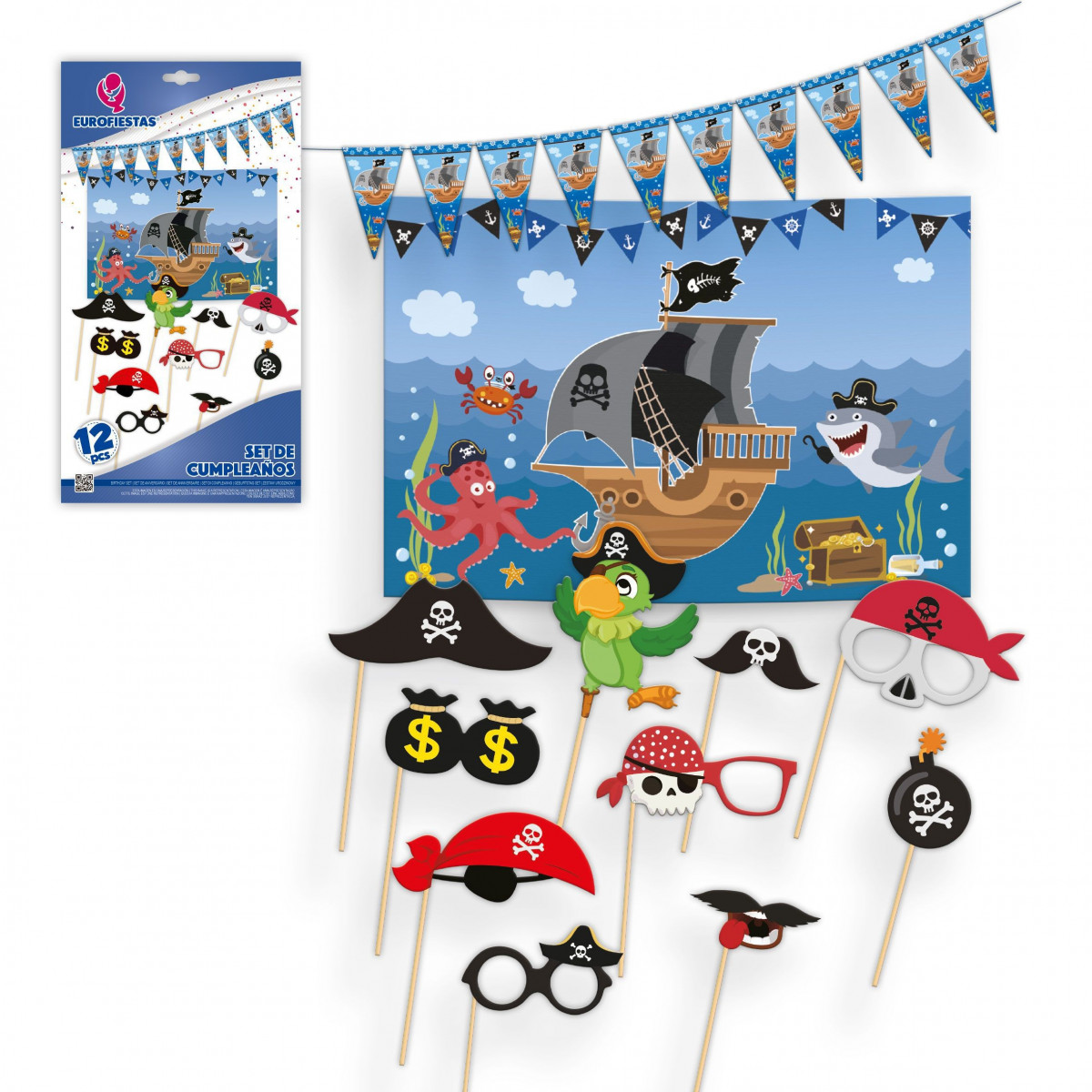 Conjunto de pôster de aniversário de piratas