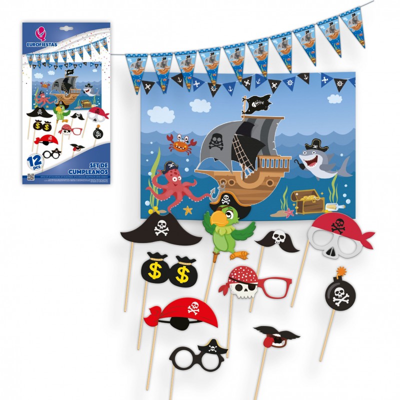 Conjunto de pôster de aniversário de piratas