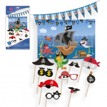 Conjunto de pôster de aniversário de piratas