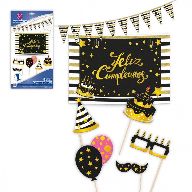 Conjunto de pôster de champanhe de aniversário