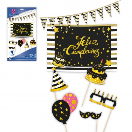 Conjunto de pôster de champanhe de aniversário