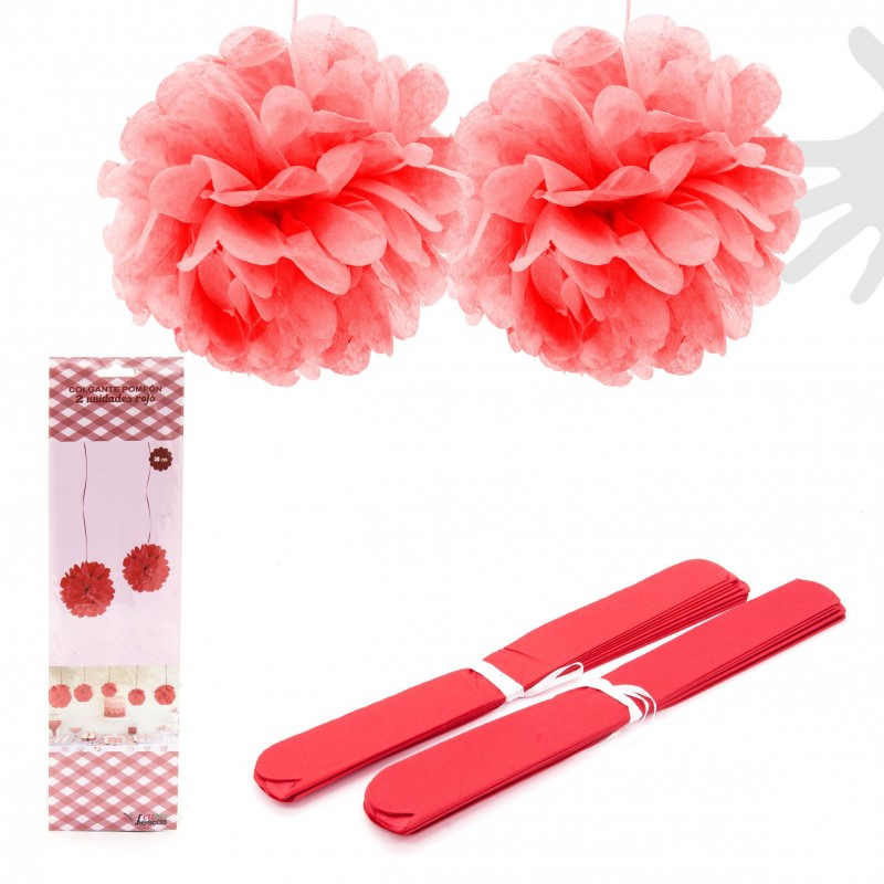 Colar pompom 2u.30cm vermelho