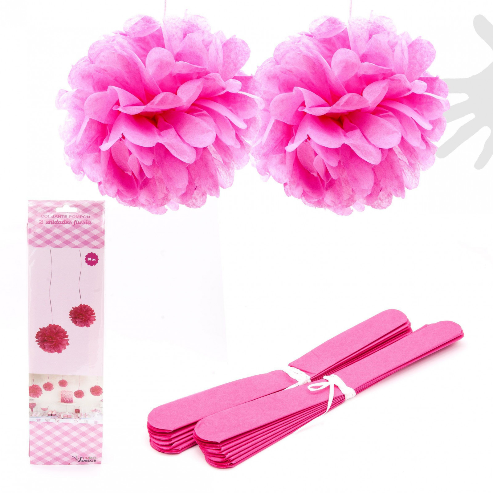 Pendente pompom 2u.30cm fúcsia