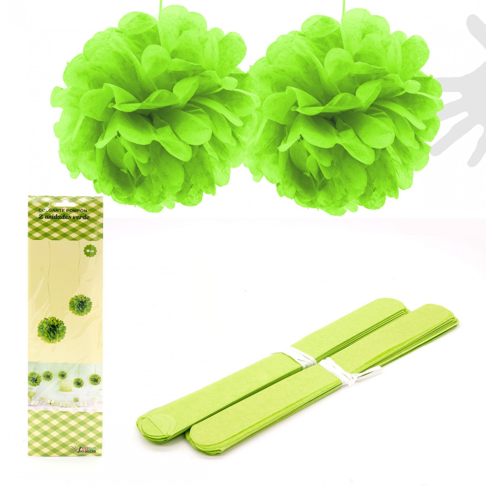Colar pompom 2u. 30cm verde