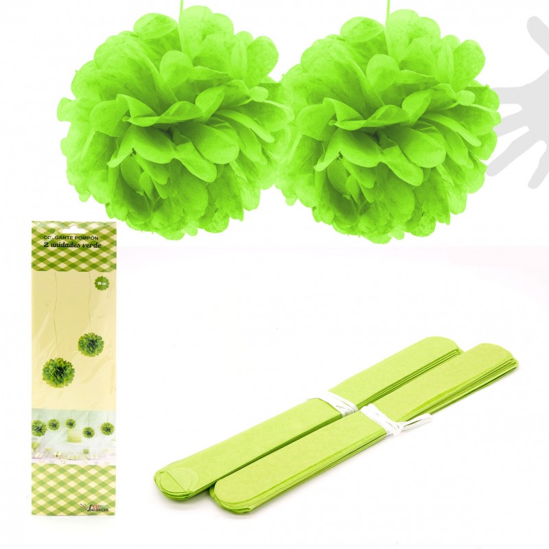 Colar pompom 2u. 30cm verde