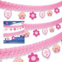 Guirlanda de papel feliz aniversário rosa