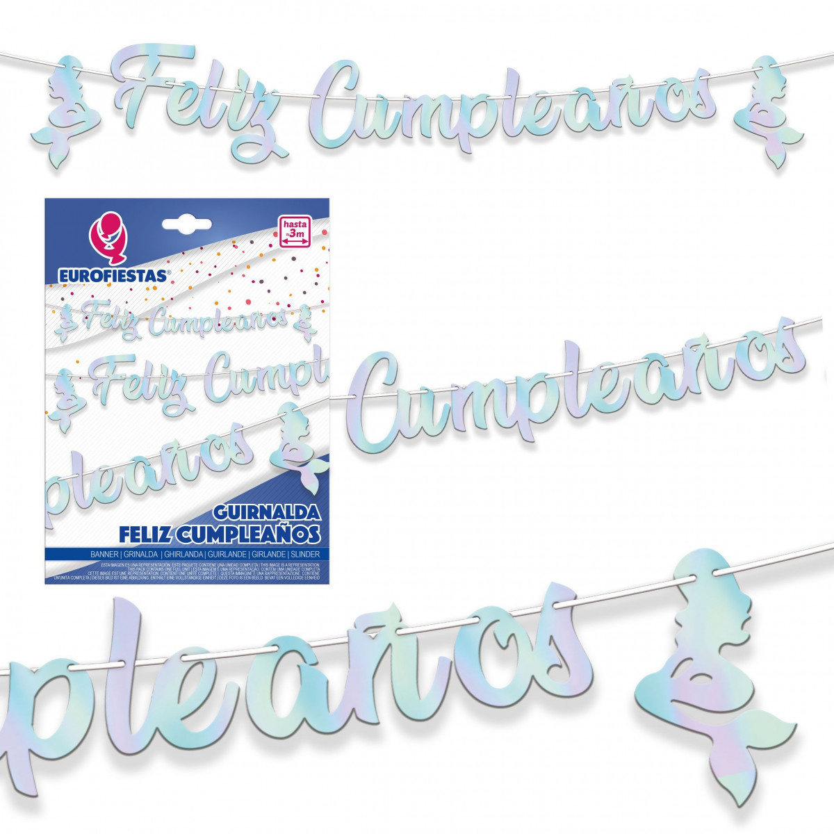 Madrepérola sereias feliz aniversário guirlanda