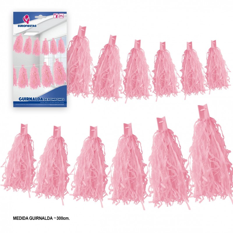 Garland 12 pompons rosa