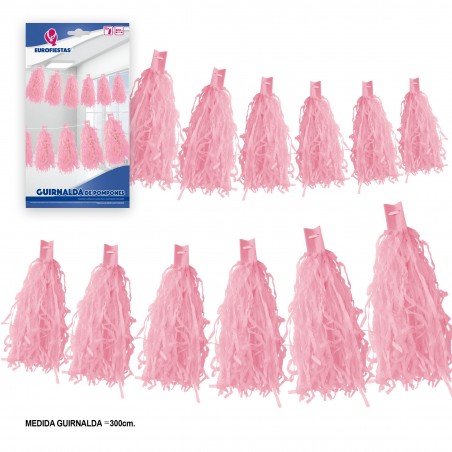 Garland 12 pompons rosa