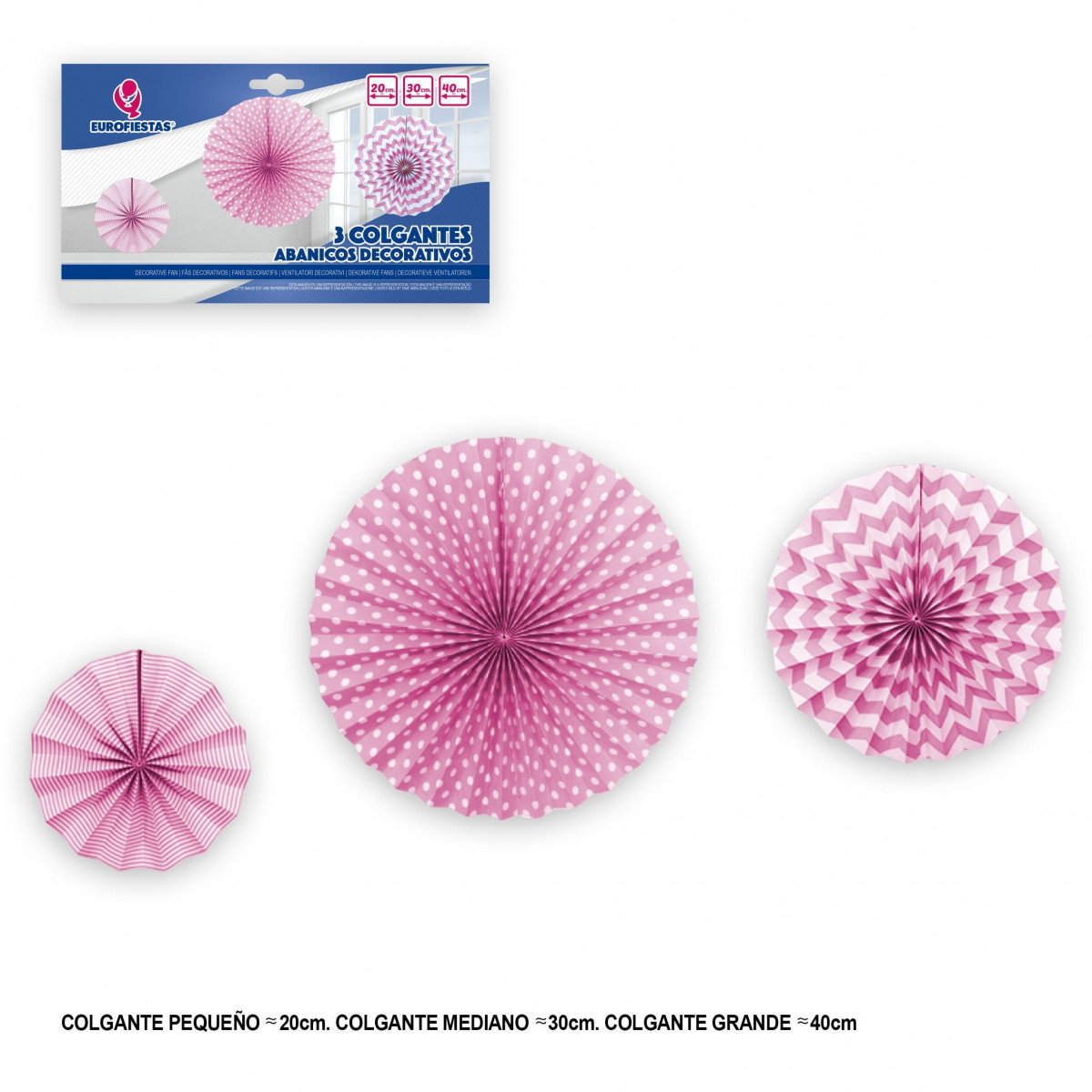 Conjunto de 3 pompons rosas decorativos para pendurar