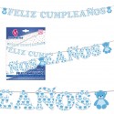 Guirlanda feliz aniversário ursinho azul