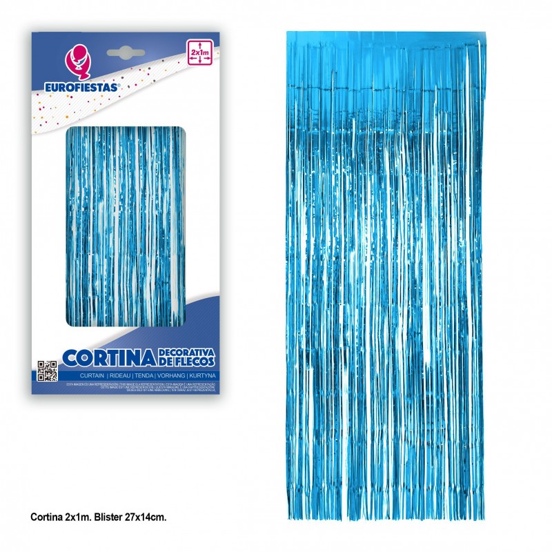Cortina decorativa franja azul claro