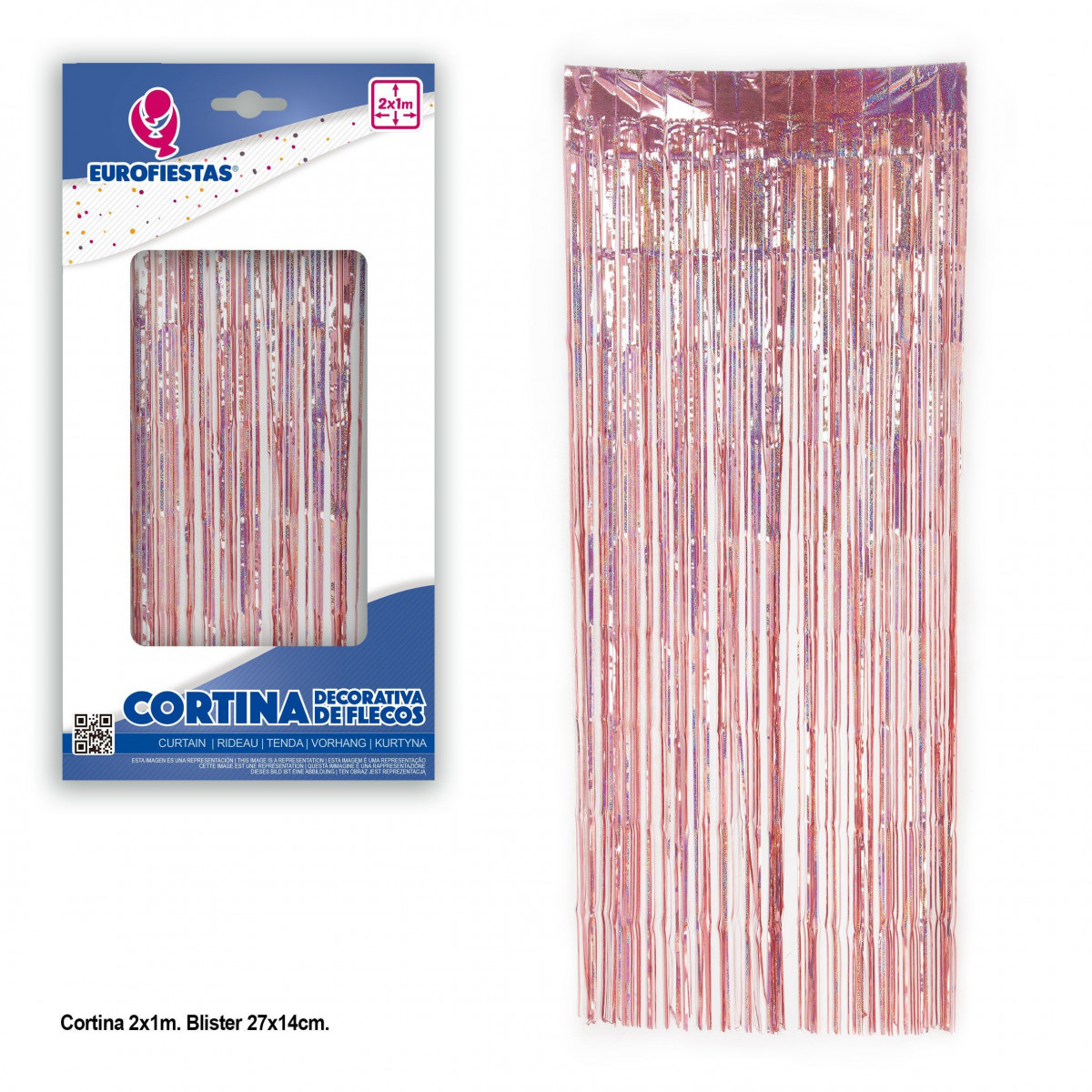 Cortina franja 2x1 pontinhos rosa