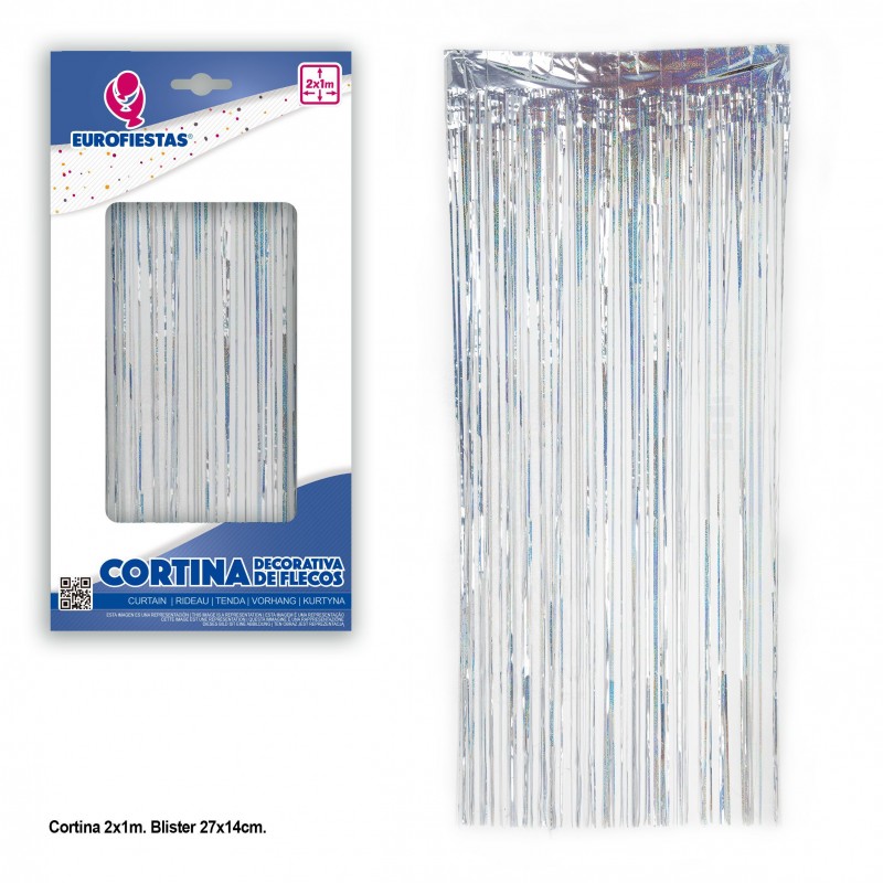 Cortina de franjas 2x1 pontinhos prata