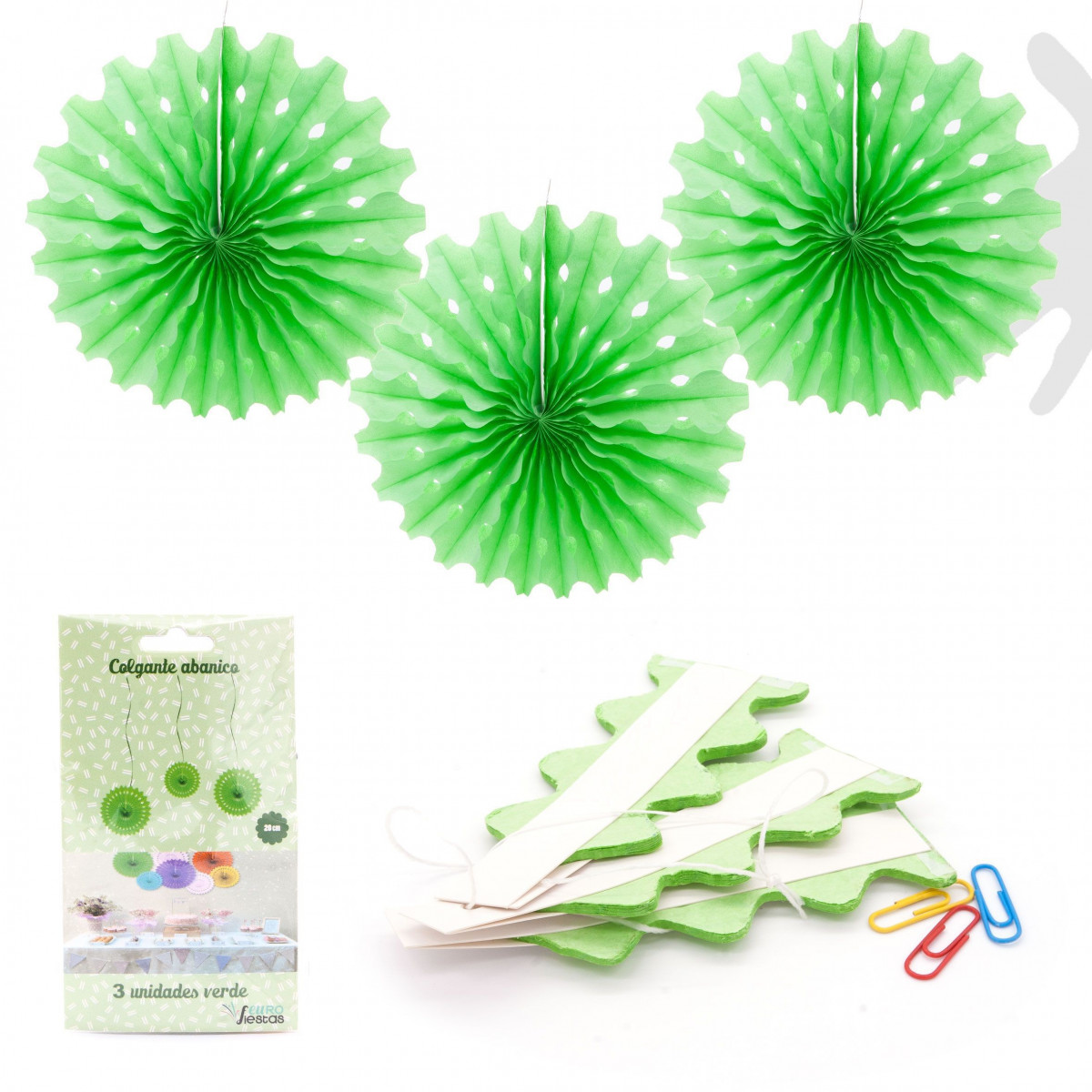 Conjunto de 3 pompons verdes 20cm