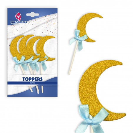 Topper lua ouro laço azul