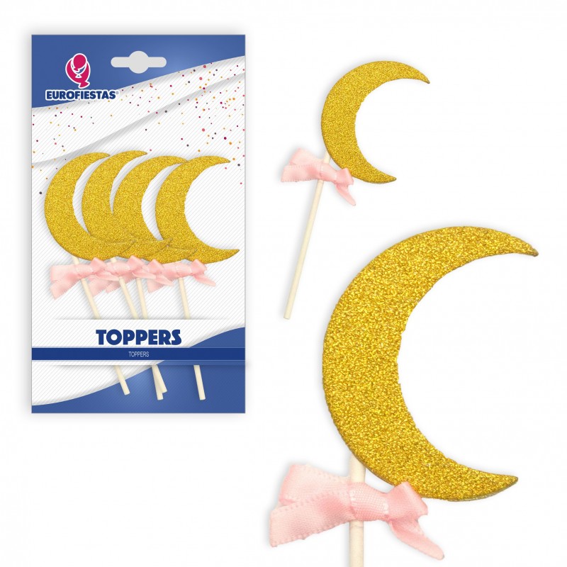 Topper lua ouro laço rosa