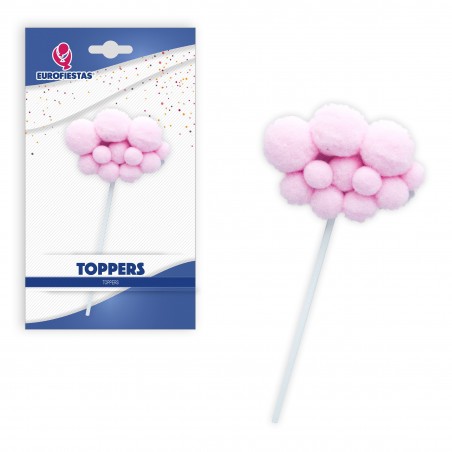 Topper Nuvem Pompom Rosa
