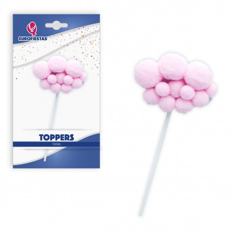 Topper nuvem pompom rosa