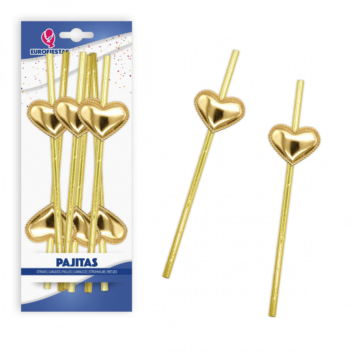 Canudos de coração de prata