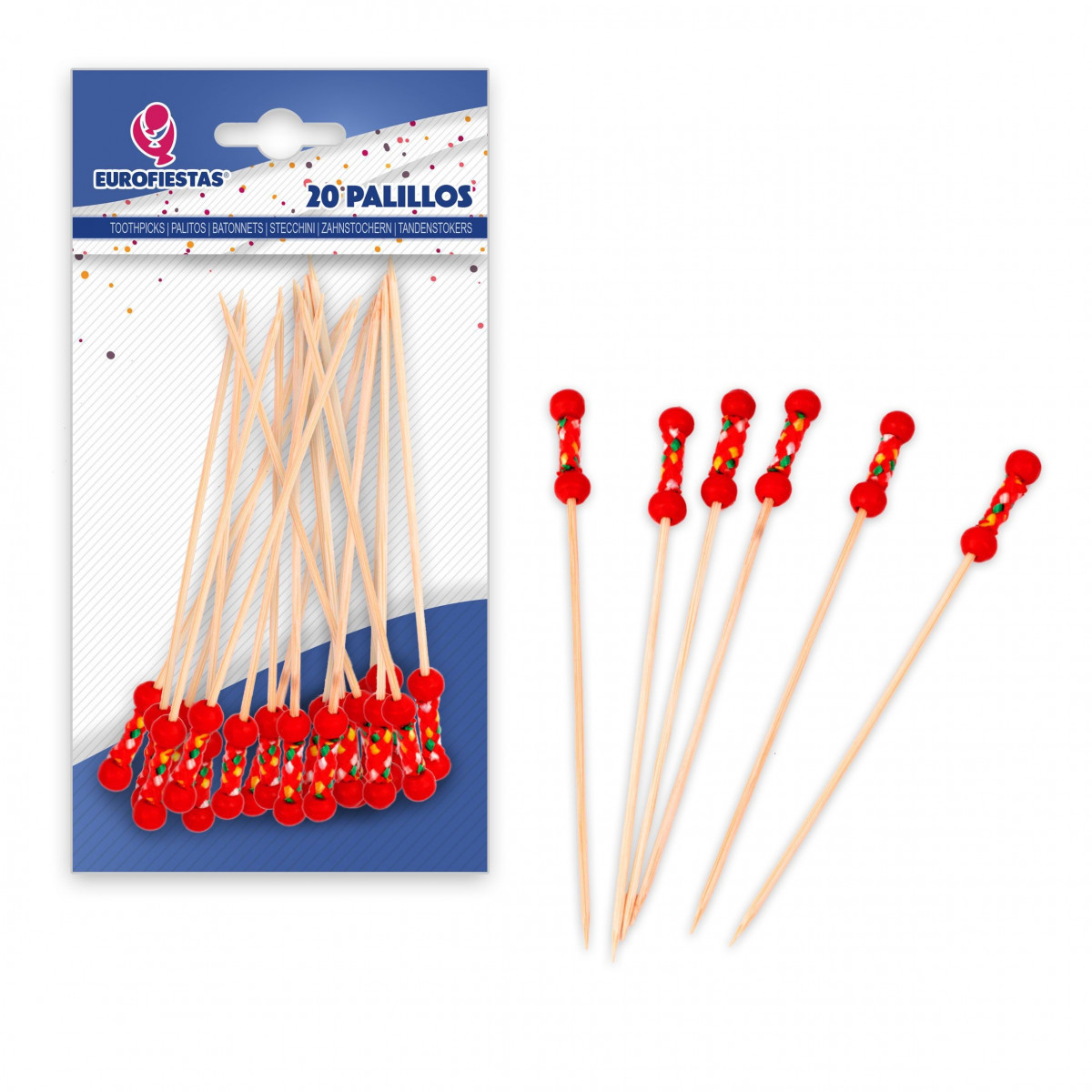 20 palitos 12cm bolinhas vermelhas