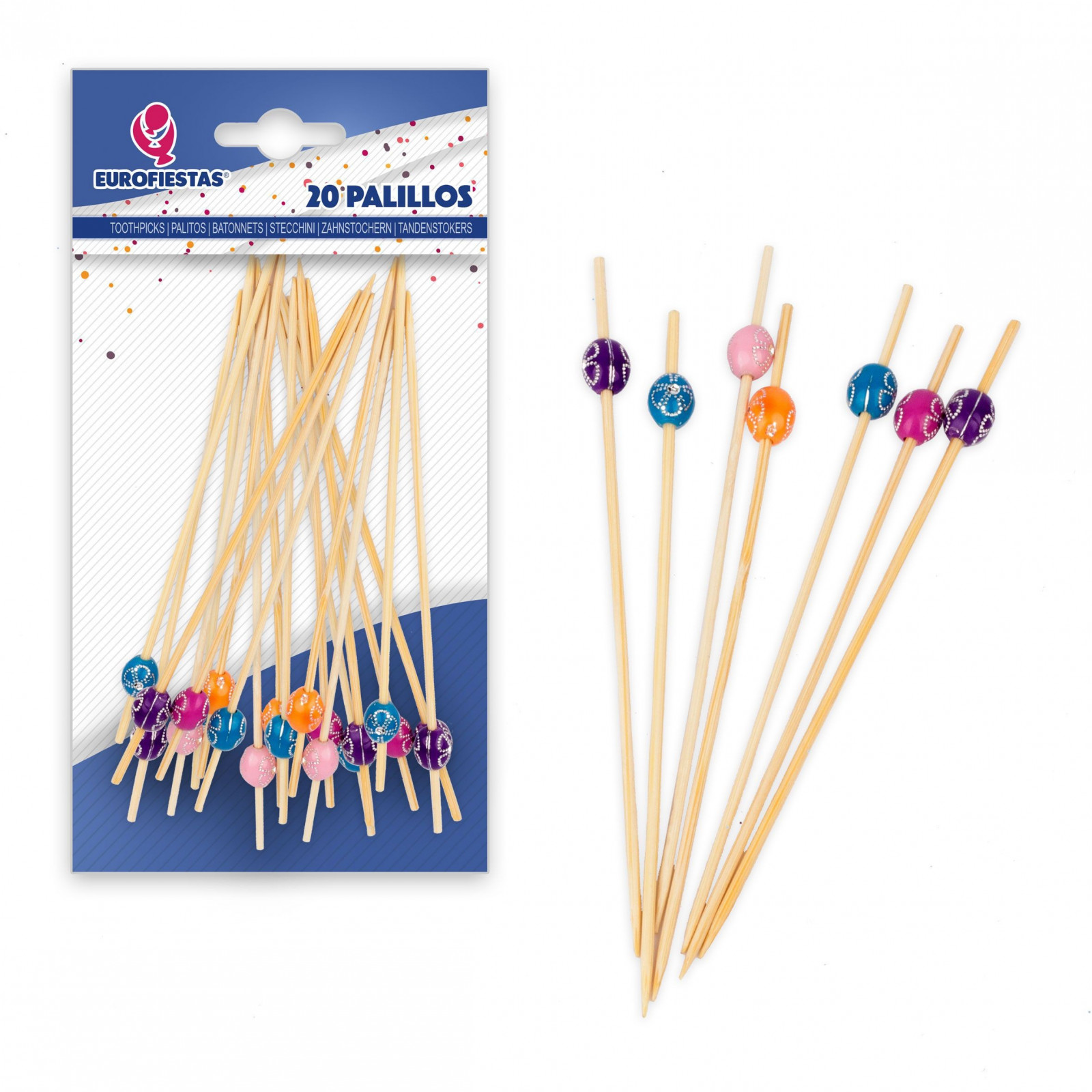 20 palitos de bolinhas de flores de 12cm