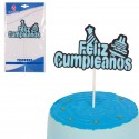 Topper feliz aniversário letras celeste