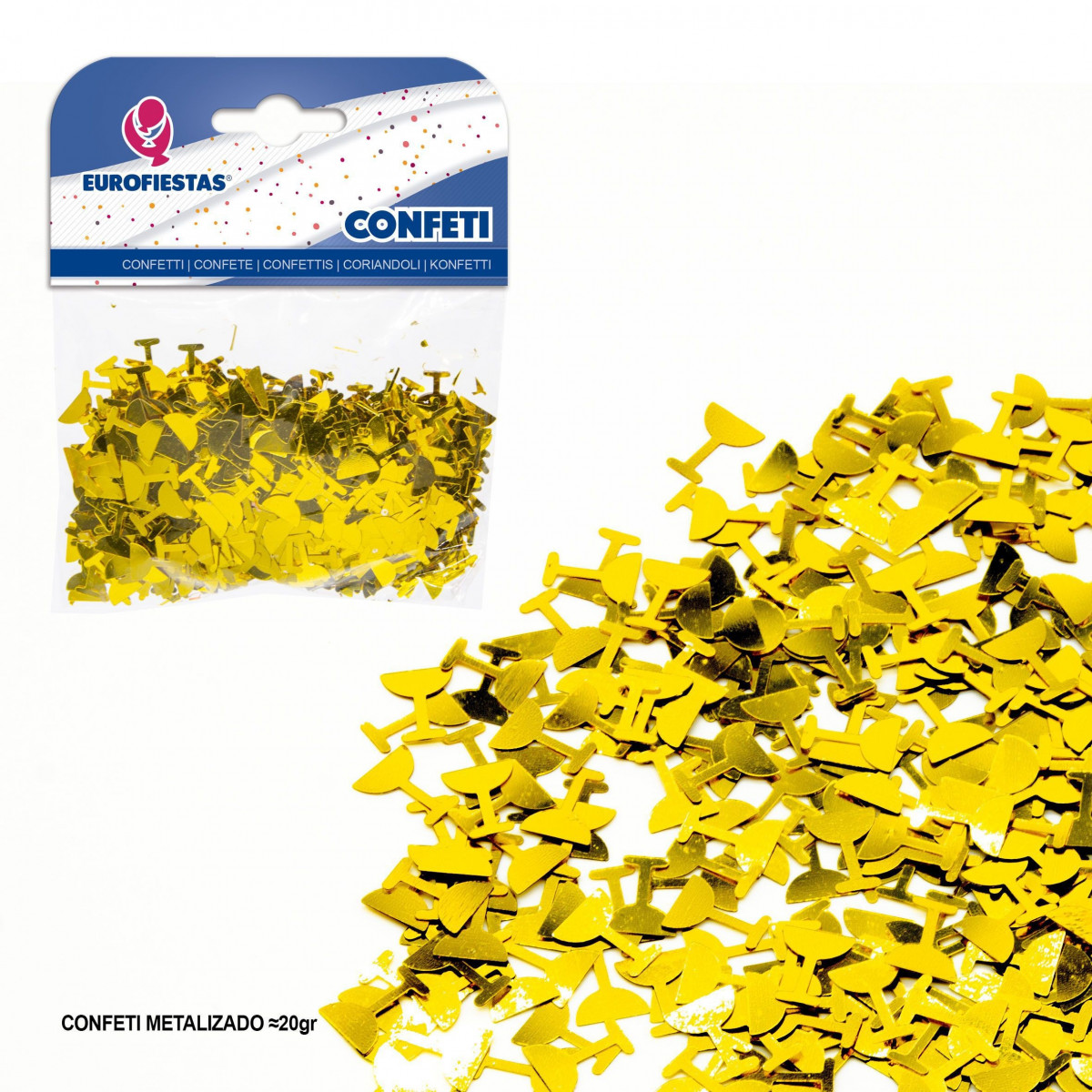 Copo de confete com glitter dourado
