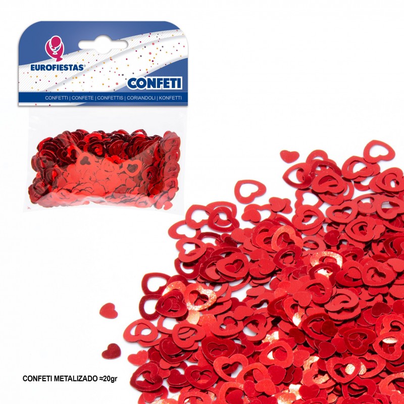 Confete brilhante coração oco vermelho