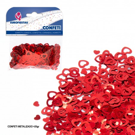 Confete brilhante coração oco vermelho