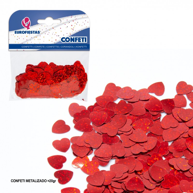 Confete brilhante coração vermelho