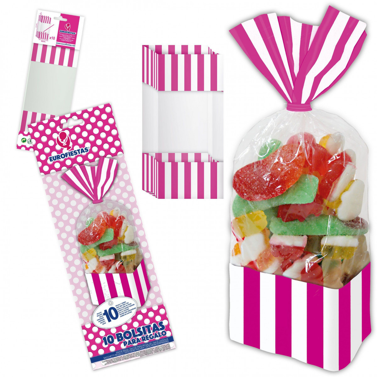 Saco de doces quadrado fúcsia