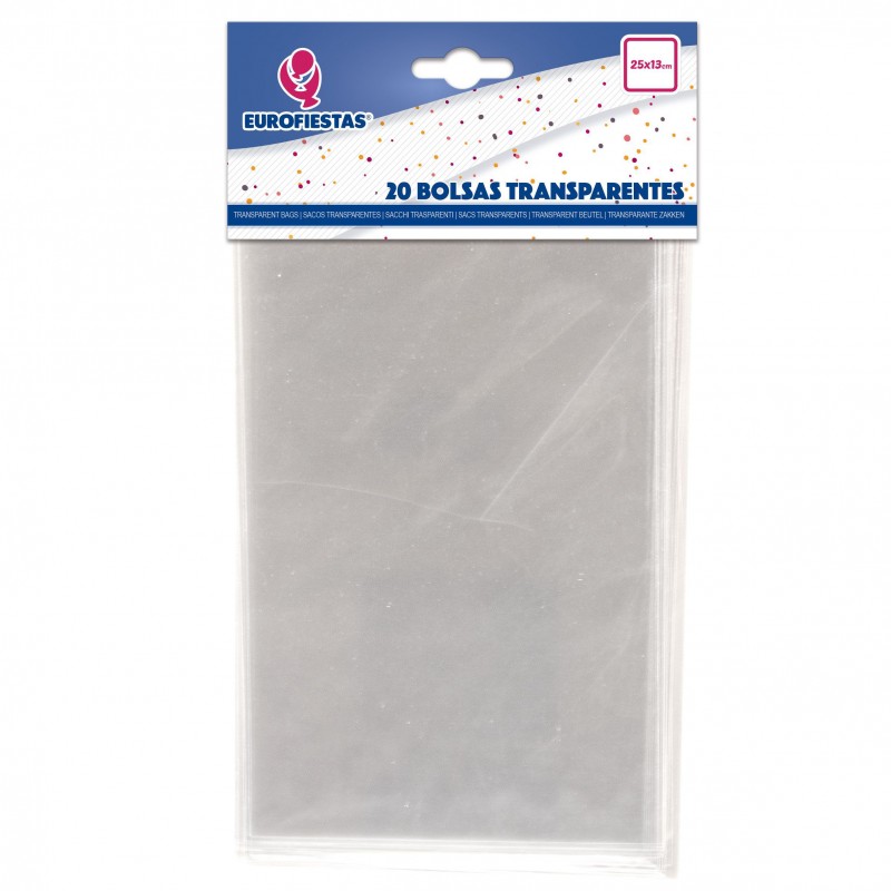 Bolsas Transparentes de Plástico 25x13cm: Pacote com 20 Unidades para Eventos e Festas