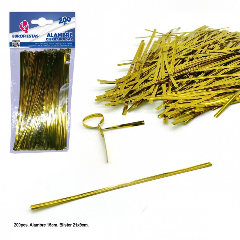 Fio fecha sacos 15cm ouro