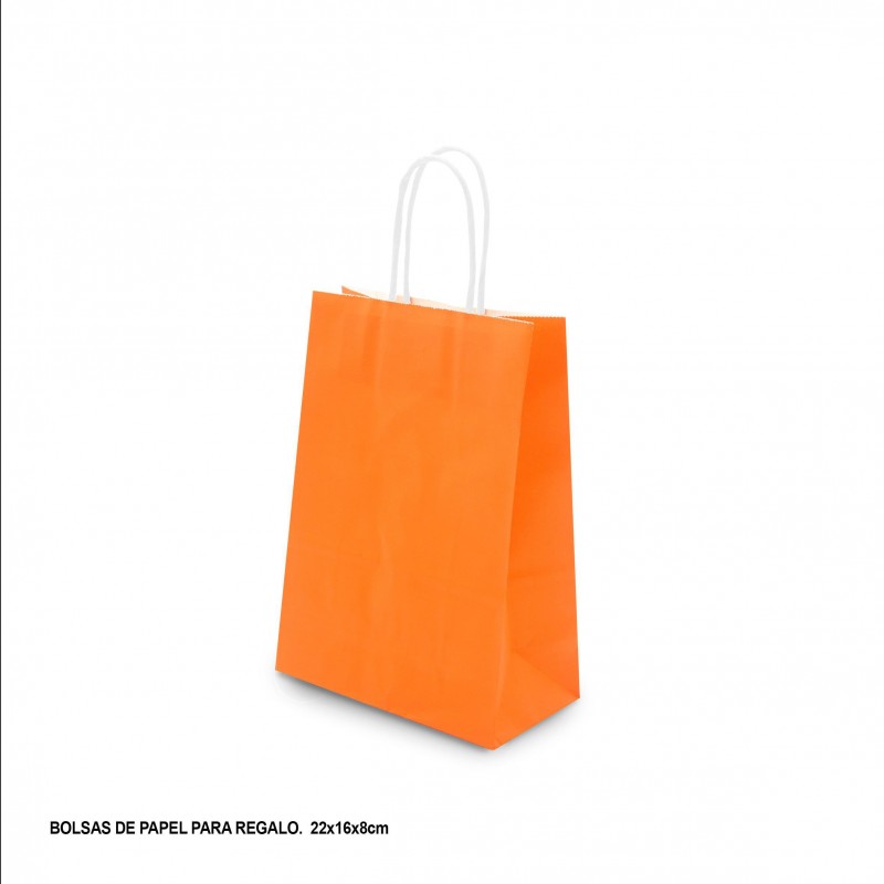 Sacola de papel 22x18x8cm laranja
