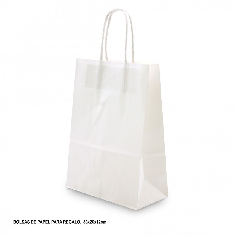 Sacola de papel 33x26x12cm branca