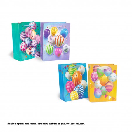 Saco de presente com balões coloridos 4mds pequenos